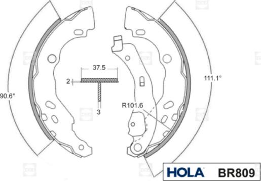 Hola BR809 - Комплект тормозных колодок, барабанные autodif.ru