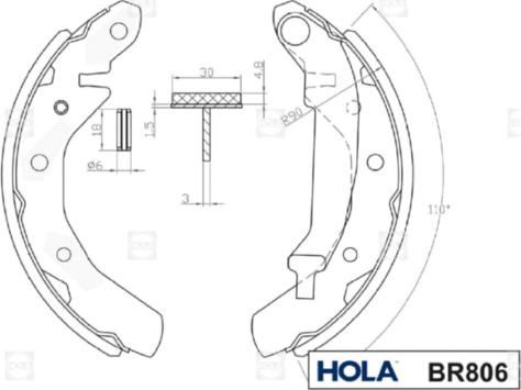 Hola BR806 - Комплект тормозных колодок, барабанные autodif.ru
