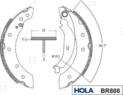 Hola BR808 - Комплект тормозных колодок, барабанные autodif.ru