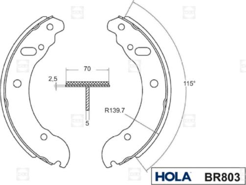 Hola BR803 - Комплект тормозных колодок, барабанные autodif.ru