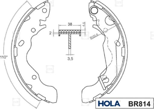 Hola BR814 - Комплект тормозных колодок, барабанные autodif.ru