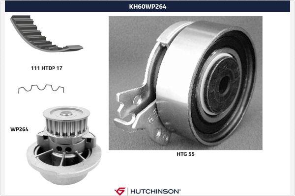 Hutchinson KH 60WP264 - Водяной насос + комплект зубчатого ремня ГРМ autodif.ru