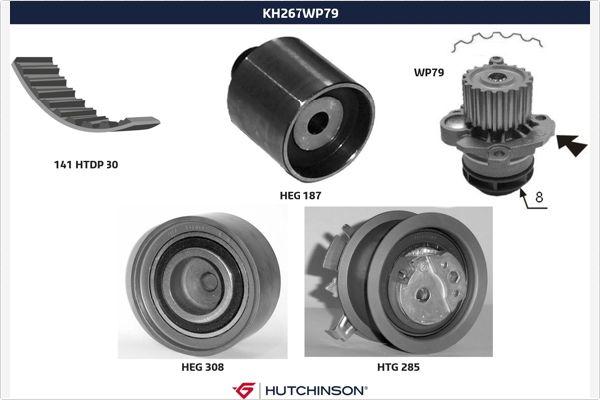 Hutchinson KH 267WP79 - Водяной насос + комплект зубчатого ремня ГРМ autodif.ru