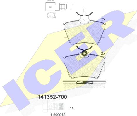 Icer 141352-700 - Тормозные колодки, дисковые, комплект autodif.ru