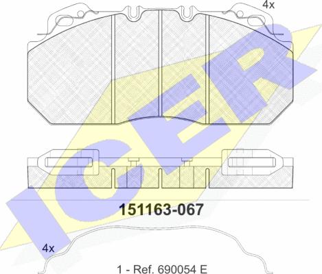 Icer 151163 - Тормозные колодки, дисковые, комплект autodif.ru