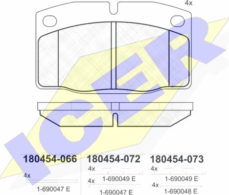 Icer 180454 - 180454 колодки дисковые передние !\ Opel Kadett 1.2-1.7D 83-91/Ascona 81-88 autodif.ru