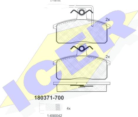 Icer 180371-700 - Тормозные колодки, дисковые, комплект autodif.ru