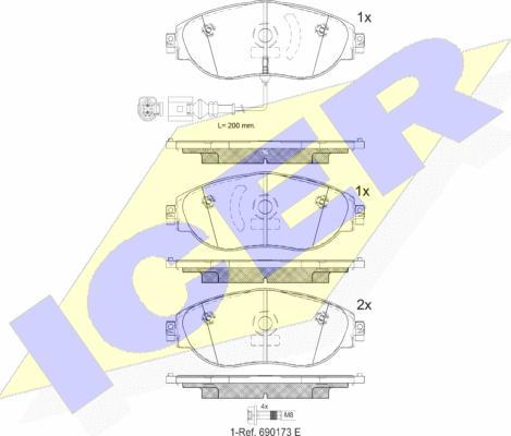Icer 182018 - Тормозные колодки, дисковые, комплект autodif.ru