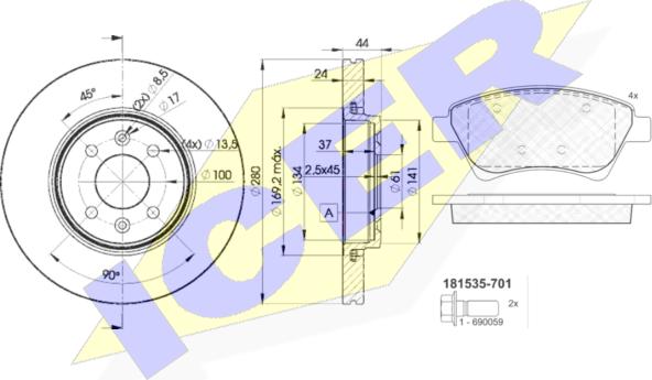 Icer 31535-7829 - Дисковый тормозной механизм, комплект autodif.ru