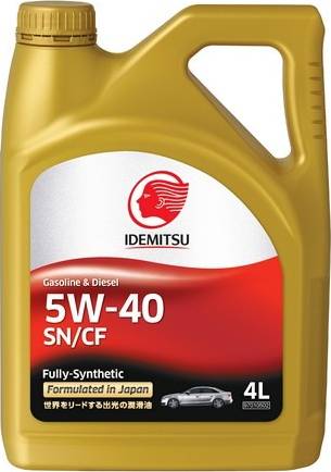 Idemitsu 30015048746 - Масло моторное синтетическое IDEMITSU SN/CF 5W40 (пластик/Сингапур.Вьетнам) (4) autodif.ru