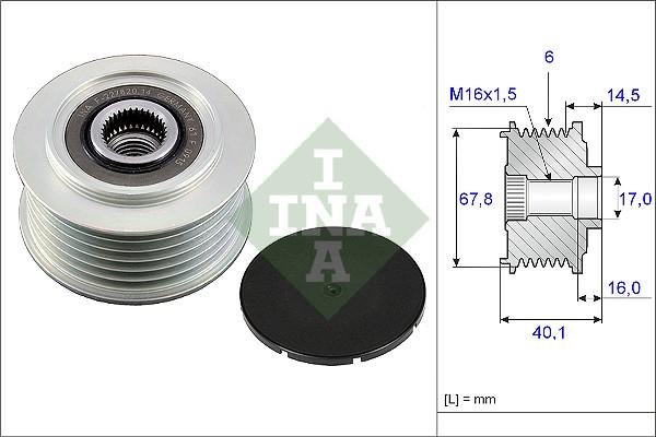 INA 535 0047 10 - Шкив генератора, муфта autodif.ru