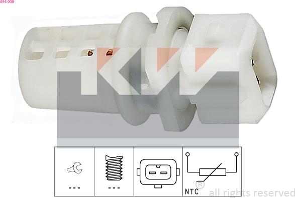 KW 494 009 - Датчик, температура впускаемого воздуха autodif.ru
