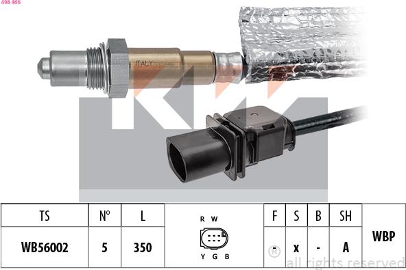 KW 498 466 - Лямбда-зонд, датчик кислорода autodif.ru