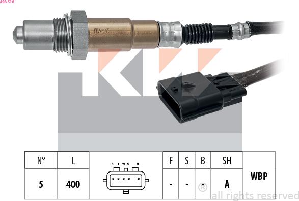 KW 498 516 - Лямбда-зонд, датчик кислорода autodif.ru