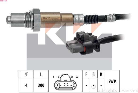 KW 498 510 - Лямбда-зонд, датчик кислорода autodif.ru