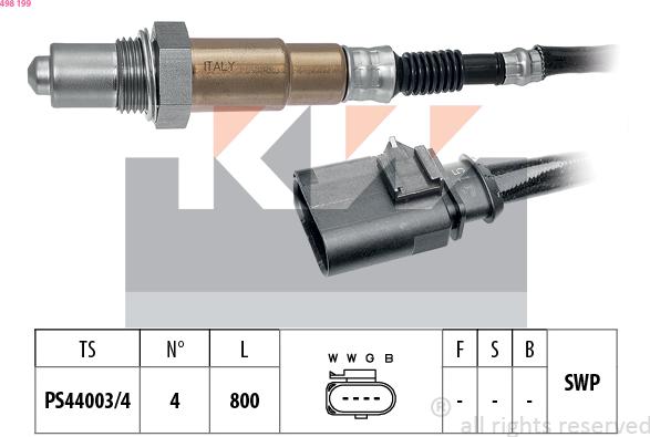KW 498 199 - Лямбда-зонд, датчик кислорода autodif.ru