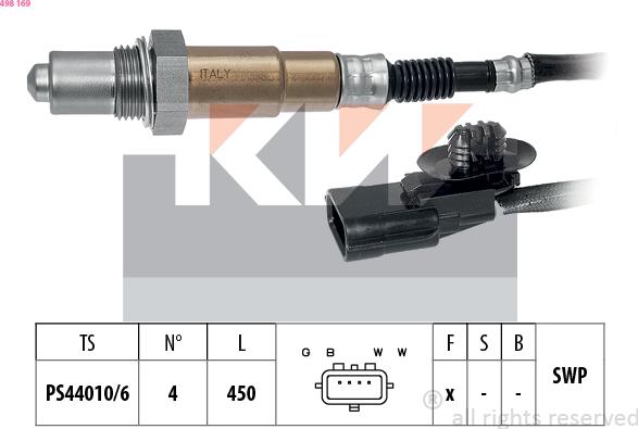 KW 498 169 - Лямбда-зонд, датчик кислорода autodif.ru