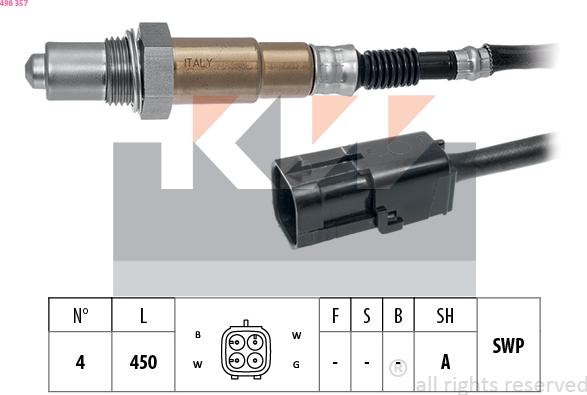KW 498 357 - Лямбда-зонд, датчик кислорода autodif.ru