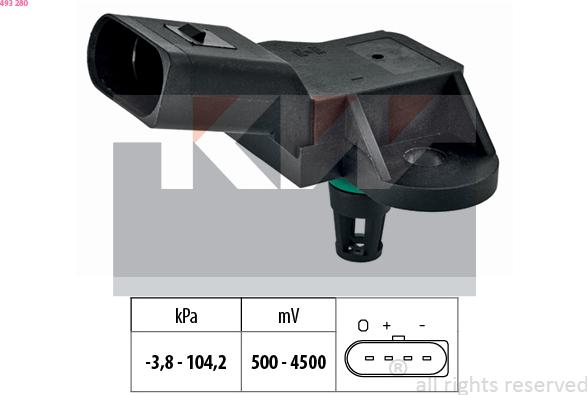 KW 493 280 - Датчик давления, усилитель тормозной системы autodif.ru