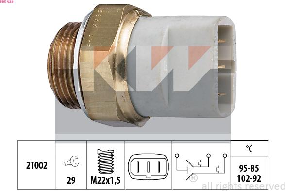 KW 550 635 - Термовыключатель, вентилятор радиатора / кондиционера autodif.ru