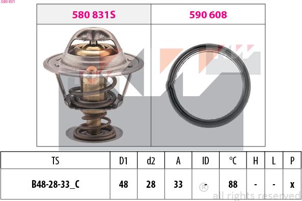 KW 580 831 - Термостат охлаждающей жидкости / корпус autodif.ru