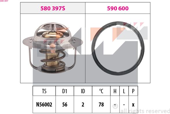 KW 580 397 - Термостат охлаждающей жидкости / корпус autodif.ru