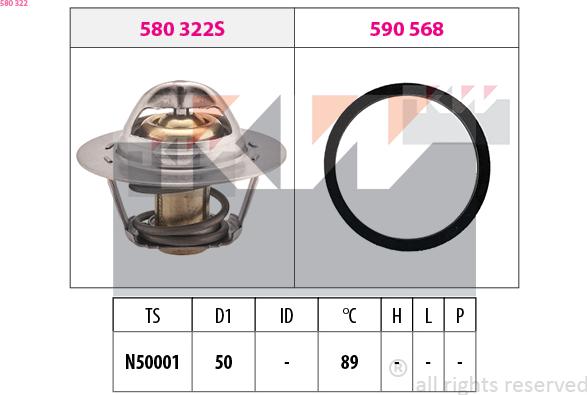 KW 580 322 - Термостат охлаждающей жидкости / корпус autodif.ru