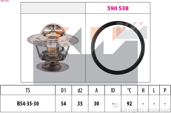 KW 580 279 - Термостат охлаждающей жидкости / корпус autodif.ru