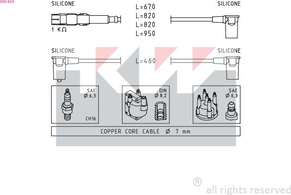 KW 360 654 - Комплект проводов зажигания autodif.ru