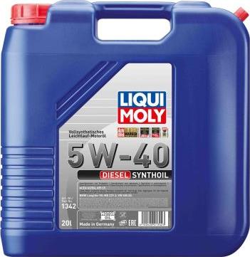Liqui Moly 1342 - LiquiMoly 5W40 Diesel Synthoil (20L) масло мотор.!син\API CF,ACEA B4-04: MB 229.3,BMW LL-98,VW505.00 autodif.ru