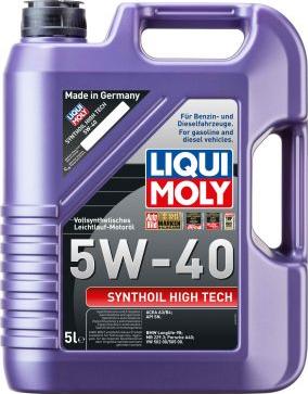 Liqui Moly 1307 - Масло мот. LIQUI MOLY Synthoil High-Tech SAE 5w40 5л. autodif.ru