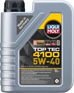Liqui Moly 7500 - LiquiMoly 5W40 Top Tec 4100 (1L) масло мотор.!син.\API SM/CF,ACEA A3-04/B4-04/C3-04:VW,MB229.31,BMW autodif.ru