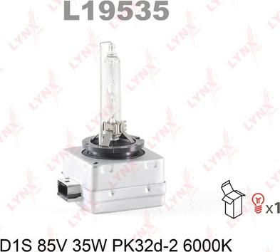 LYNXauto L19535 - Лампа газоразрядная D1S 12V 35W PK32d-2 6000K L19535 autodif.ru
