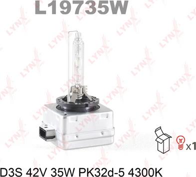 LYNXauto L19735W - Лампа газоразрядная D3S 12V 35W PK32D-5 4300K L19735W autodif.ru