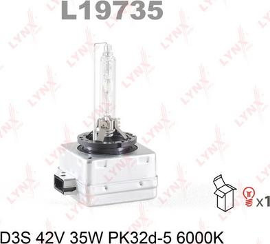 LYNXauto L19735 - Лампа газоразрядная D3S 12V 35W PK32D-5 6000K autodif.ru
