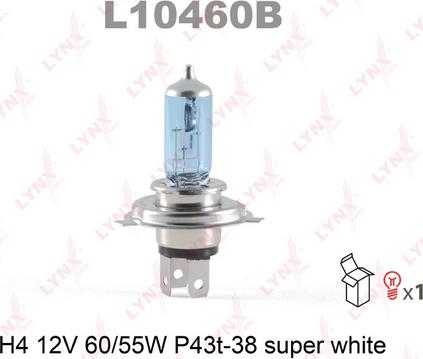 LYNXauto L10460B - Лампа накаливания галогенная H4 12V 60/55W цвет Super white autodif.ru