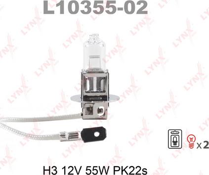 LYNXauto L10355-02 - Лампа H3 12V 55W Pk22s (блистер 2шт) autodif.ru