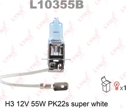 LYNXauto L10355B - Лампа H3 12V55W PK22S SUPER WHITE автомоб. (гарантия 12 мес.) autodif.ru