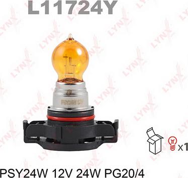 LYNXauto L11724Y - Лампа 12V PSY24W 24W PG20/4 LYNXauto 1 шт. картон L11724Y autodif.ru