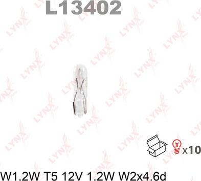 LYNXauto L13402 - Лампа накаливания (W1.2W T5 12V 1.2W W2X4.6D) autodif.ru