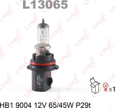 LYNXauto L13065 - Лампа HB1 9004 12V 65 - 45W P29T autodif.ru