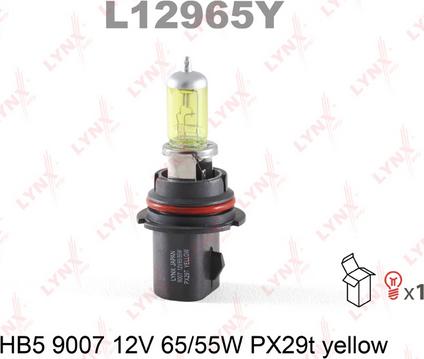 LYNXauto L12965Y - Лампа автомобильная HB5 12V- 65/55W (PX29t) Yellow (LYNX) autodif.ru