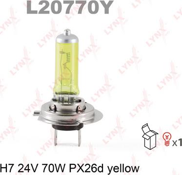 LYNXauto L20770Y - Лампа галогеновая H7 24V 70W РХ26D YELLOW L20770Y autodif.ru
