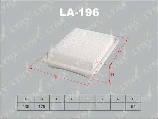 LYNXauto LA-196 - Фильтр воздушный подходит для TOYOTA Auris 1.3-1.8 07/Avensis 1.6-2.0 09/Corolla 1.3-1.6 07/Rav 4 2. autodif.ru