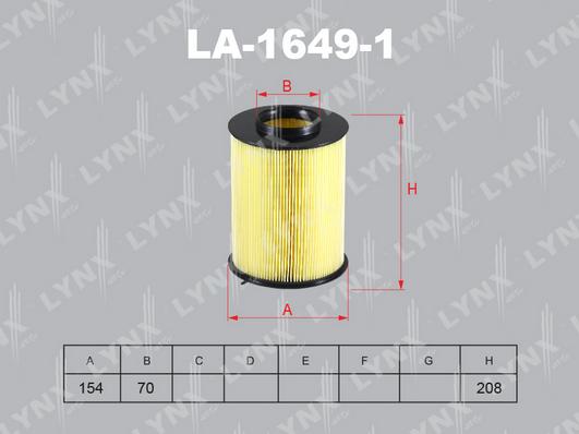 LYNXauto LA-1649-1 - Воздушный фильтр, двигатель autodif.ru