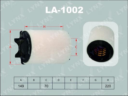 LYNXauto LA-1002 - Воздушный фильтр, двигатель autodif.ru