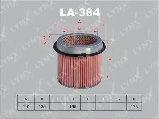 LYNXauto LA-384 - Воздушный фильтр, двигатель autodif.ru