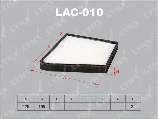 LYNXauto LAC-010 - Фильтр салонный CHEVROLET Lanos 05> / Nubira 05> DAEWOO Lanos 97> / Nubiria 97> autodif.ru