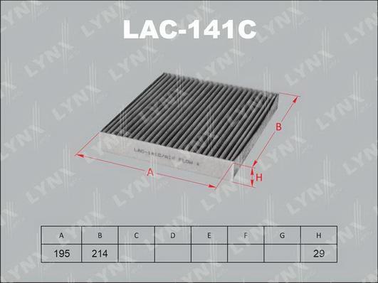 LYNXauto LAC-141C - Фильтр салонный угольный подходит для TOYOTA Camry (V40) 06-11/(V50) 11/Corolla (E15) 06/RAV4 III 05 autodif.ru
