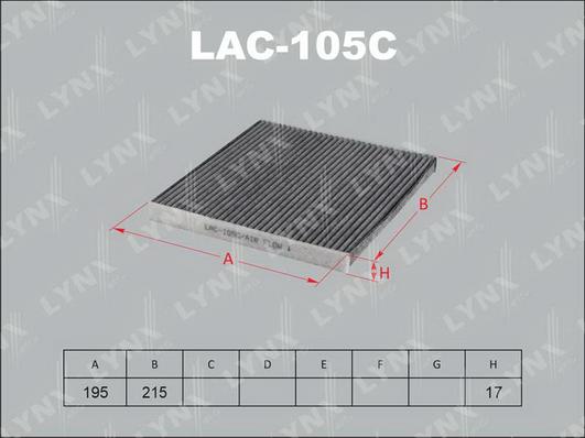 LYNXauto LAC-105C - фильтр салона!215x195x17 угольный\ Toyota Yaris/Yaris Verso 1.0/1.3/1.5/1.4D-4D 99> autodif.ru